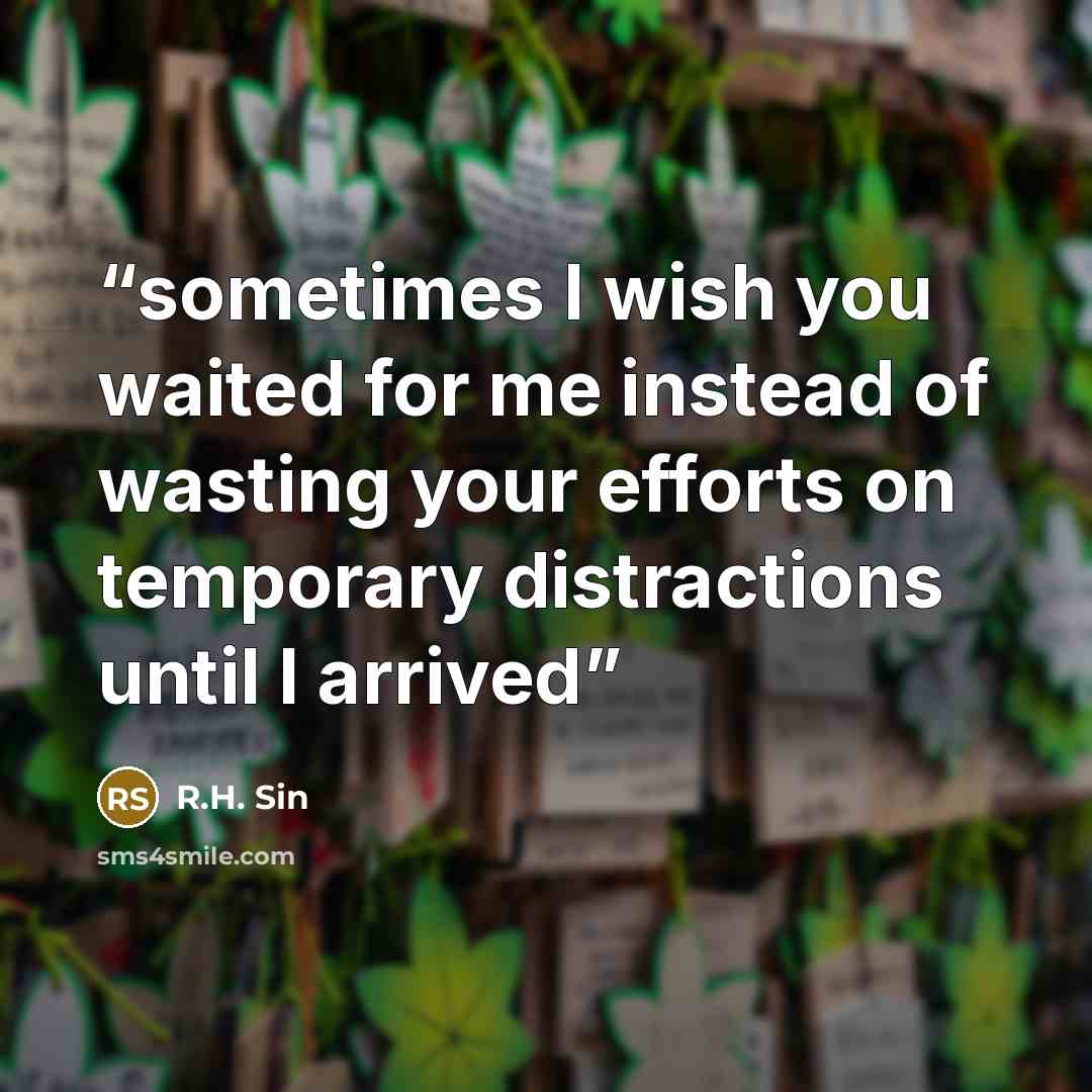 “sometimes I wish you waited for me instead of wasting your efforts on temporary distractions until I arrived” quote by R.H. Sin