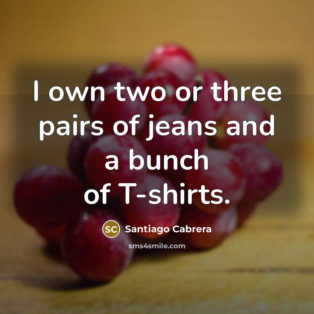 “I own two or three pairs of jeans and a…” quote by Santiago Cabrera