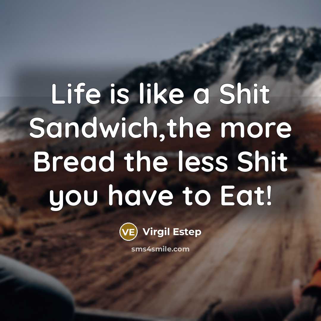 “Life is like a Shit Sandwich,the more Bread the less…” quote by Virgil Estep