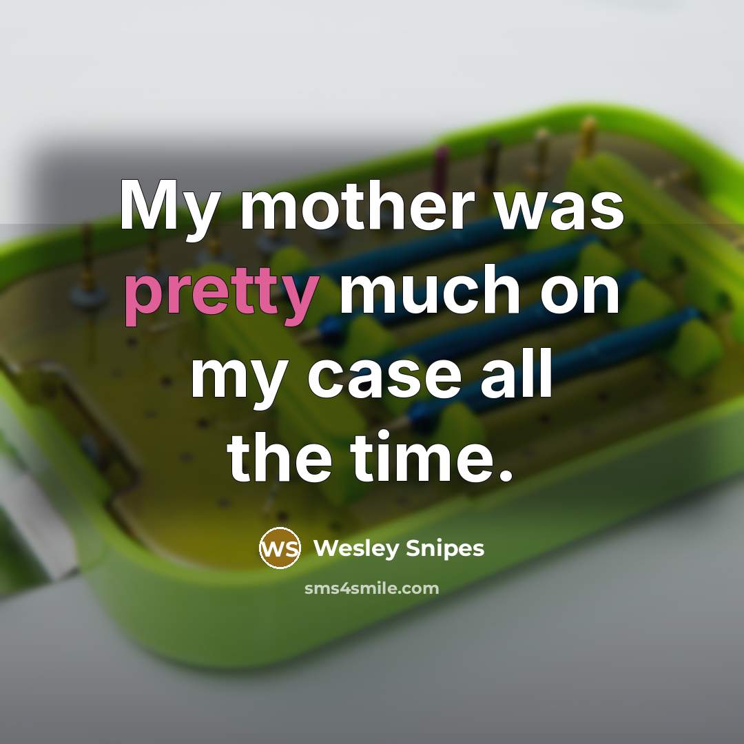 “My mother was pretty much on my case all the time.” quote by Wesley Snipes
