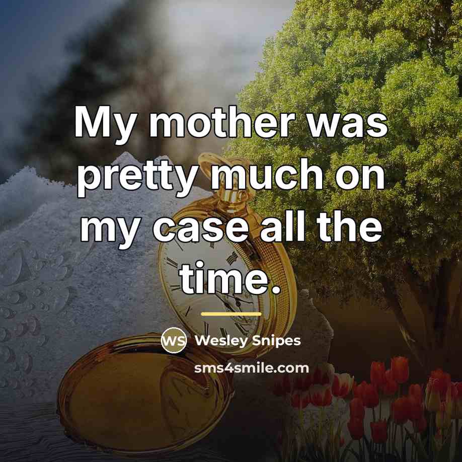 “My mother was pretty much on my case all the…” quote by Wesley Snipes