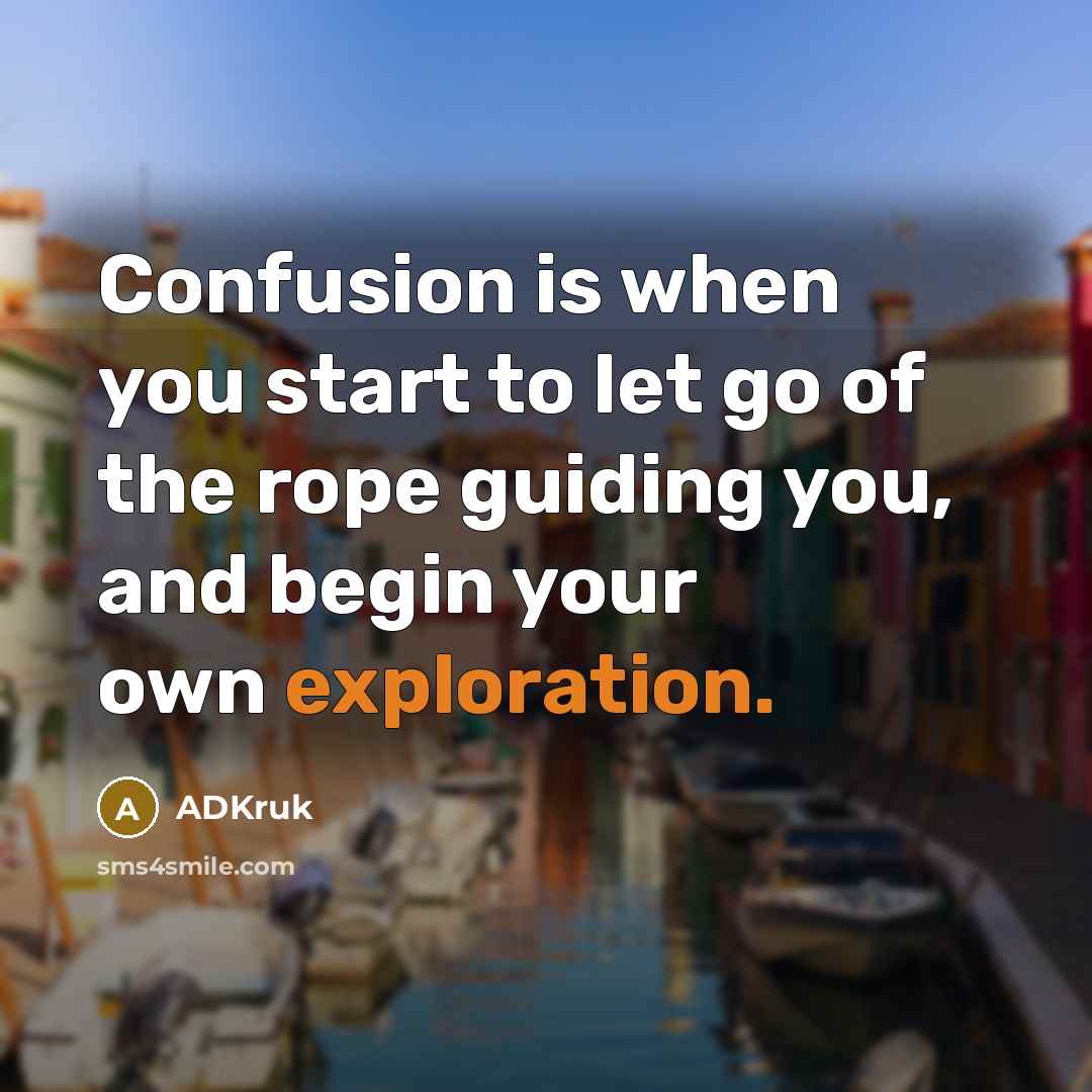 “Confusion is when you start to let go of the…” quote by ADKruk