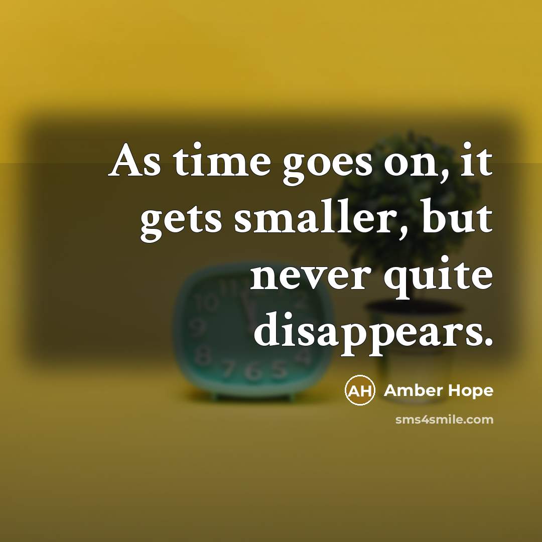 “As time goes on, it gets smaller, but never quite…” quote by Amber Hope