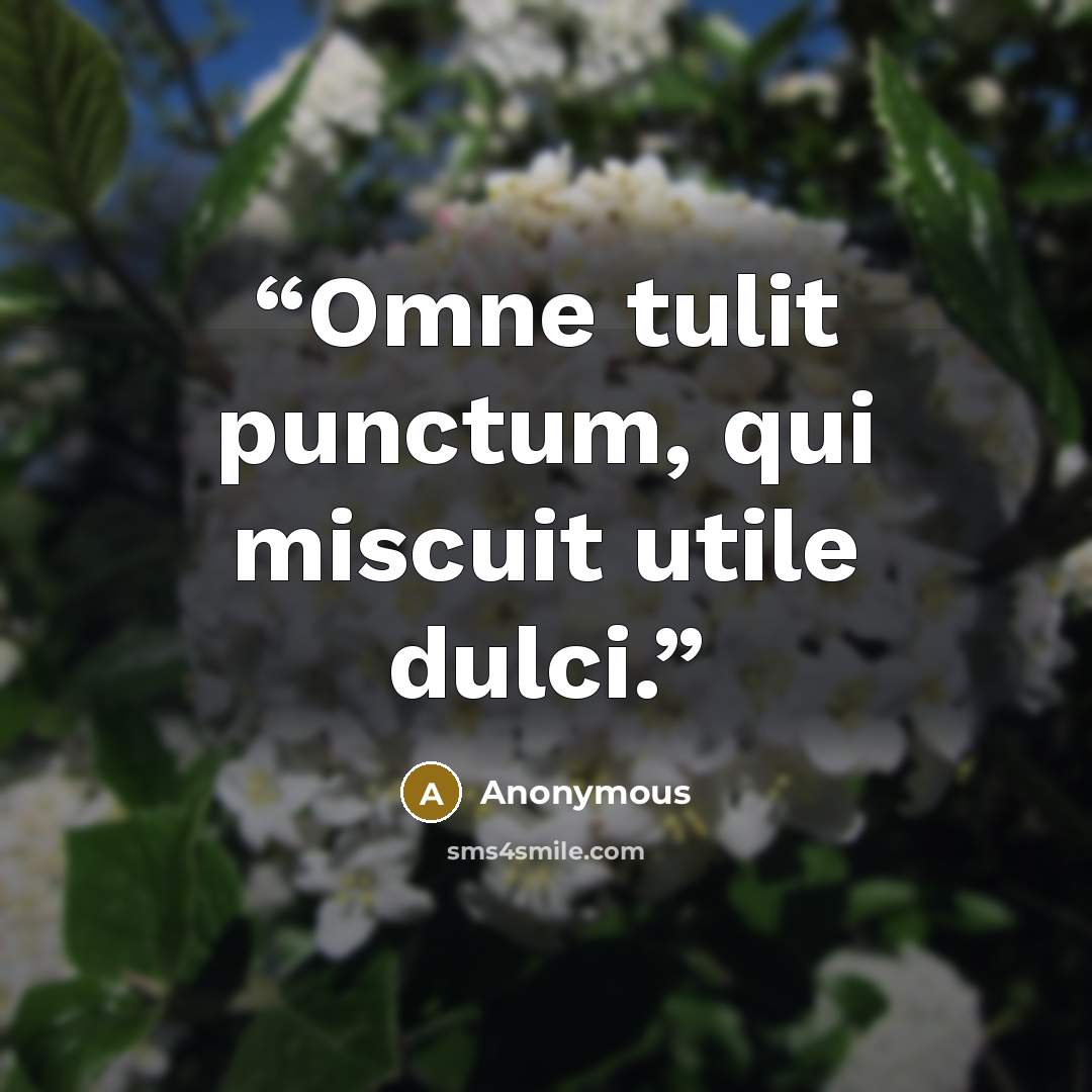 “Omne tulit punctum, qui miscuit utile dulci.” quote by Anonymous