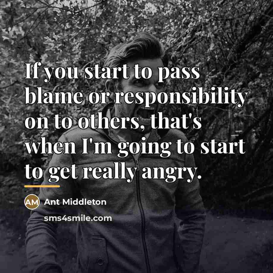 “If you start to pass blame or responsibility on to…” quote by Ant Middleton