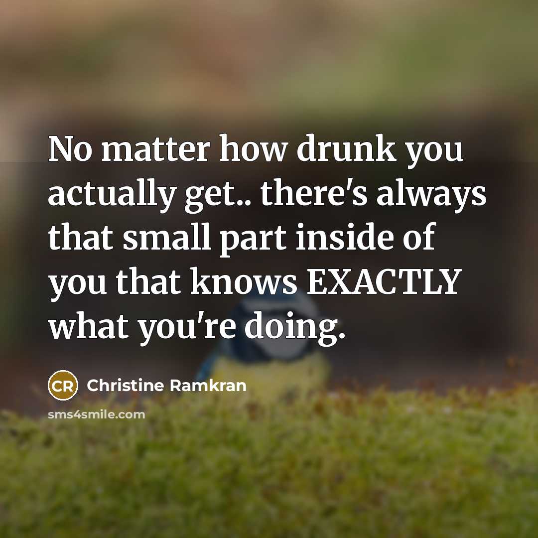 “No matter how drunk you actually get.. there's always that…” quote by Christine Ramkran