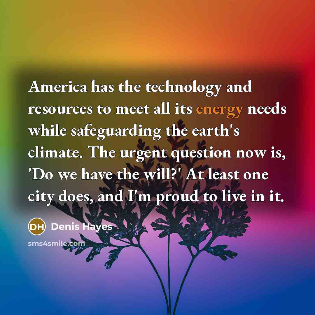 “America has the technology and resources to meet all its…” quote by Denis Hayes