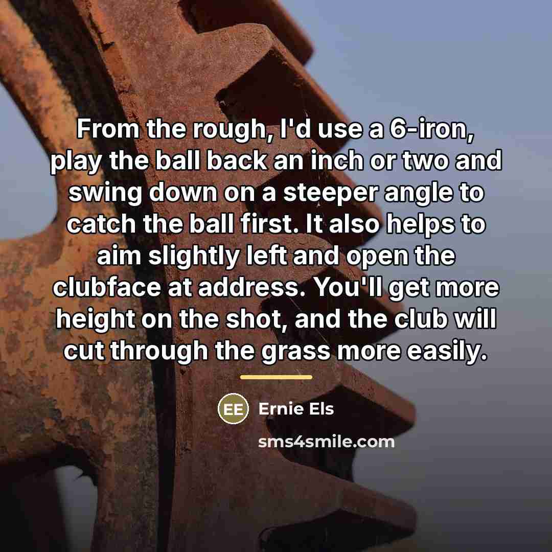 “From the rough, I'd use a 6-iron, play the ball…” quote by Ernie Els
