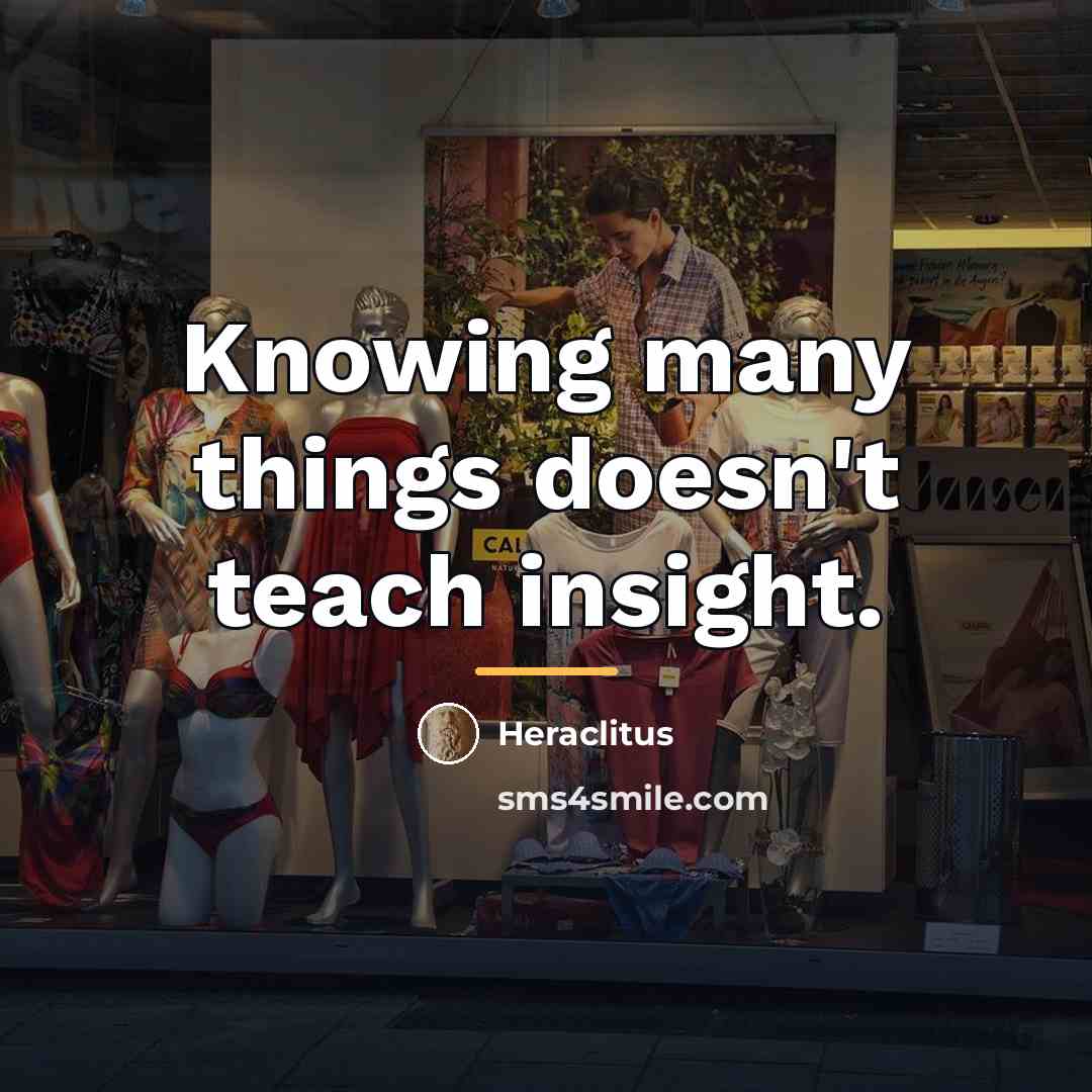 “Knowing many things doesn't teach insight.…” quote by Heraclitus