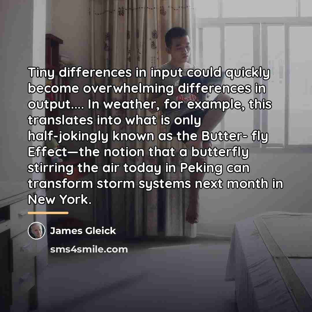 “Tiny differences in input could quickly become overwhelming differences in…” quote by James Gleick