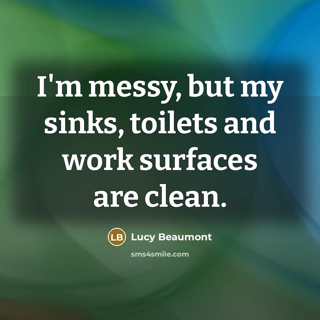 “I'm messy, but my sinks, toilets and work surfaces are…” quote by Lucy Beaumont