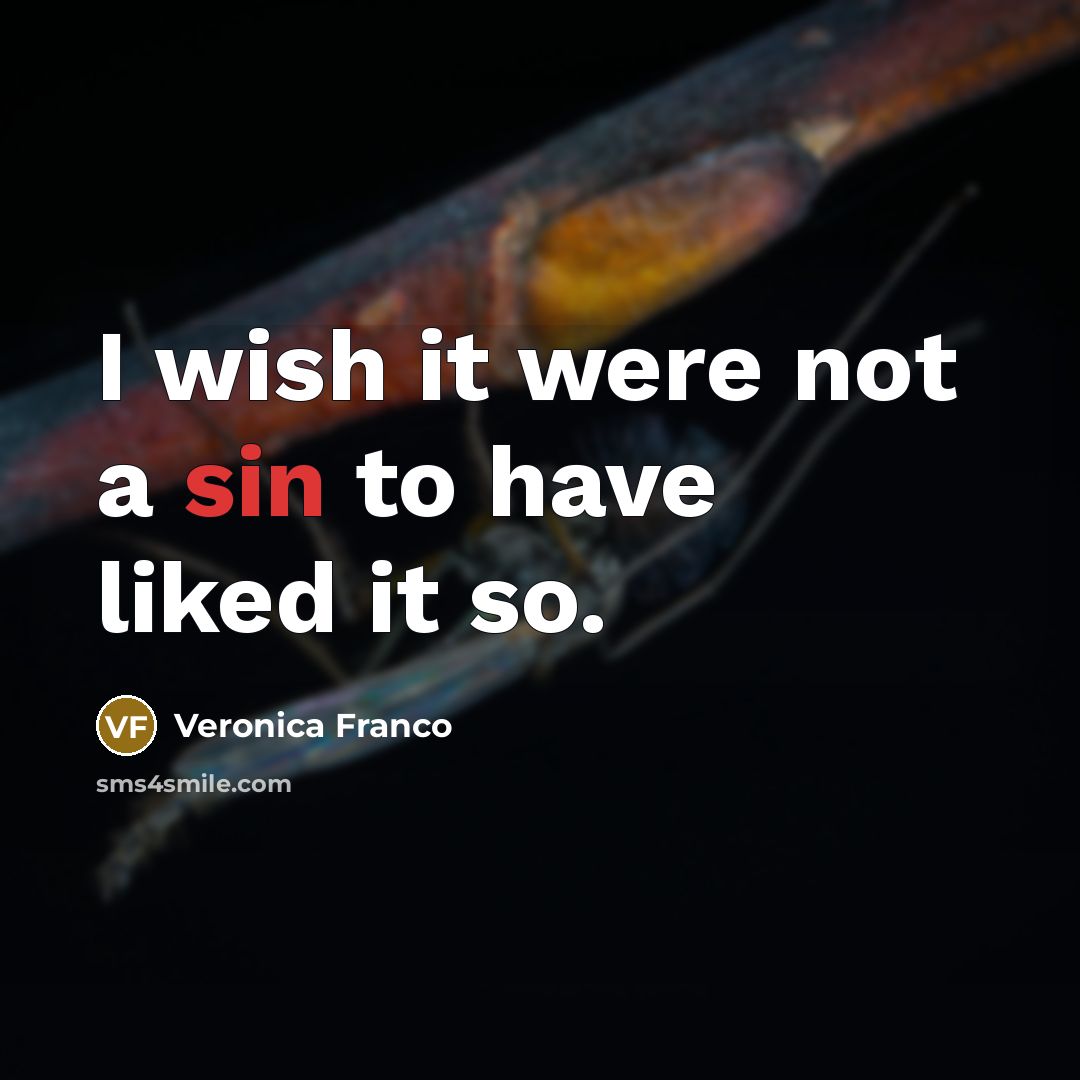 “I wish it were not a sin to have liked…” quote by Veronica Franco