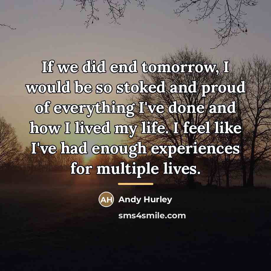 “If we did end tomorrow, I would be so stoked…” quote by Andy Hurley