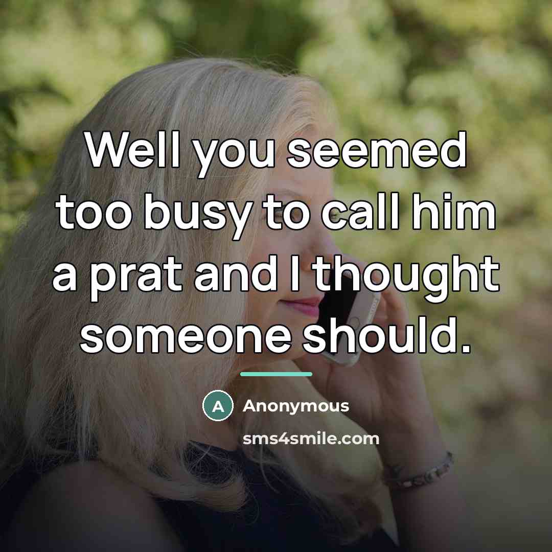 “Well you seemed too busy to call him a prat…” quote by Anonymous