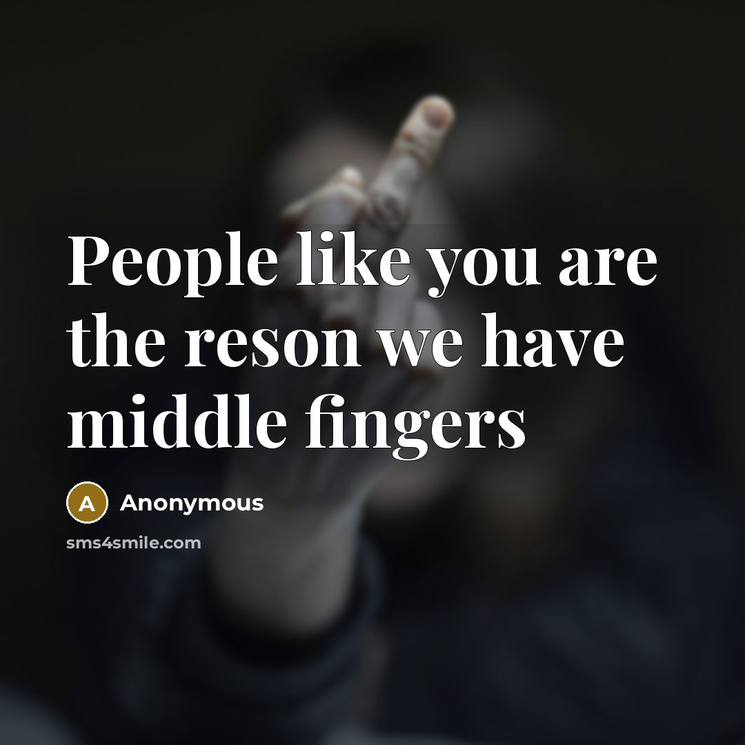 “People like you are the reson we have middle fingers…” quote by Anonymous
