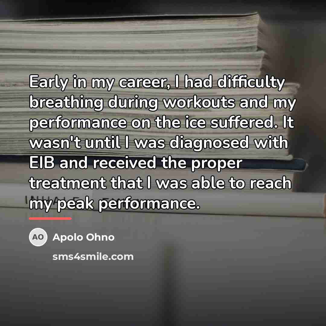 “Early in my career, I had difficulty breathing during workouts…” quote by Apolo Ohno
