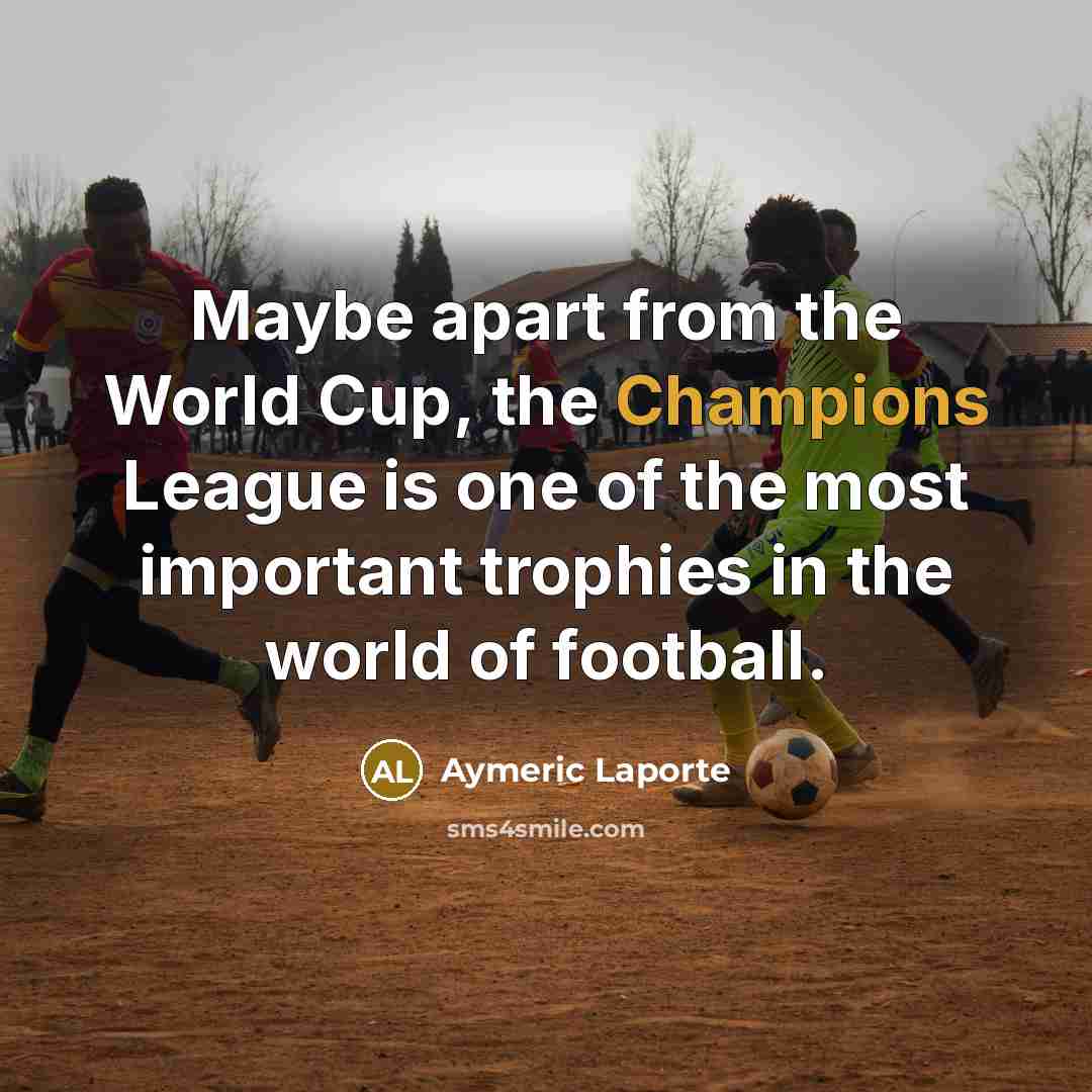“Maybe apart from the World Cup, the Champions League is one of the most important trophies in the world of football.” quote by Aymeric Laporte