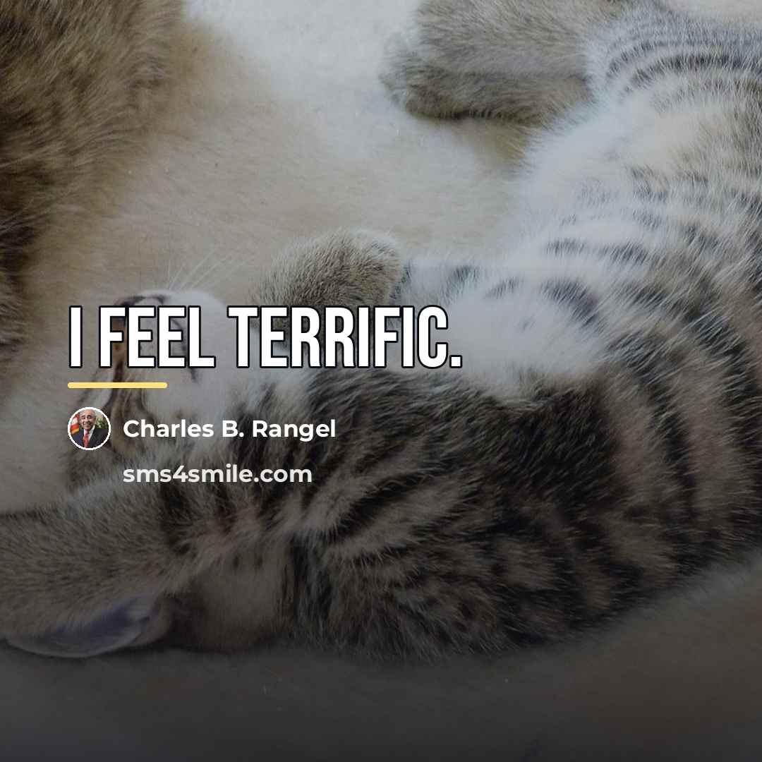 “I feel terrific.…” quote by Charles B. Rangel