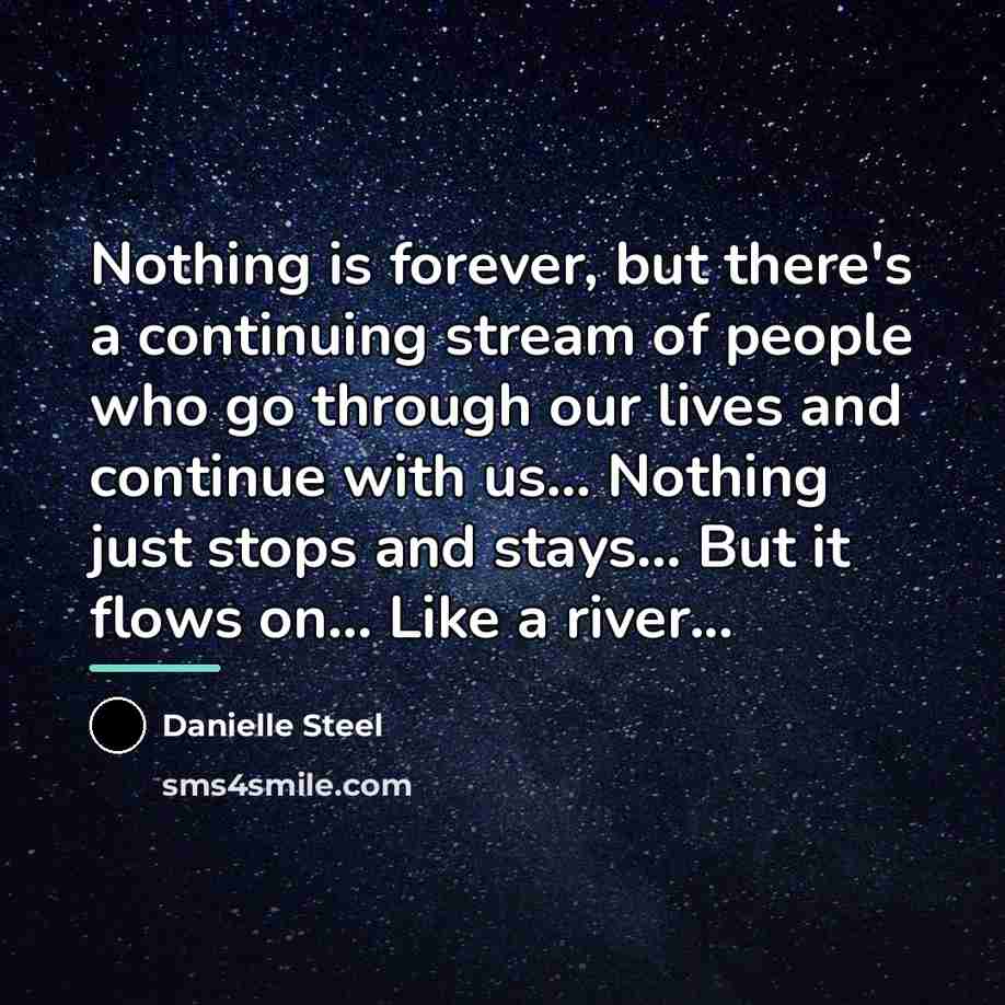 “Nothing is forever, but there's a continuing stream of people…” quote by Danielle Steel