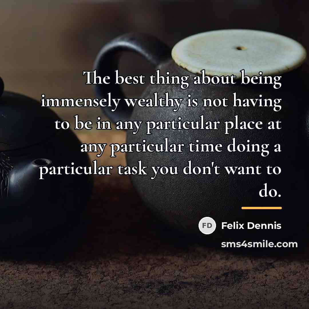 “The best thing about being immensely wealthy is not having…” quote by Felix Dennis