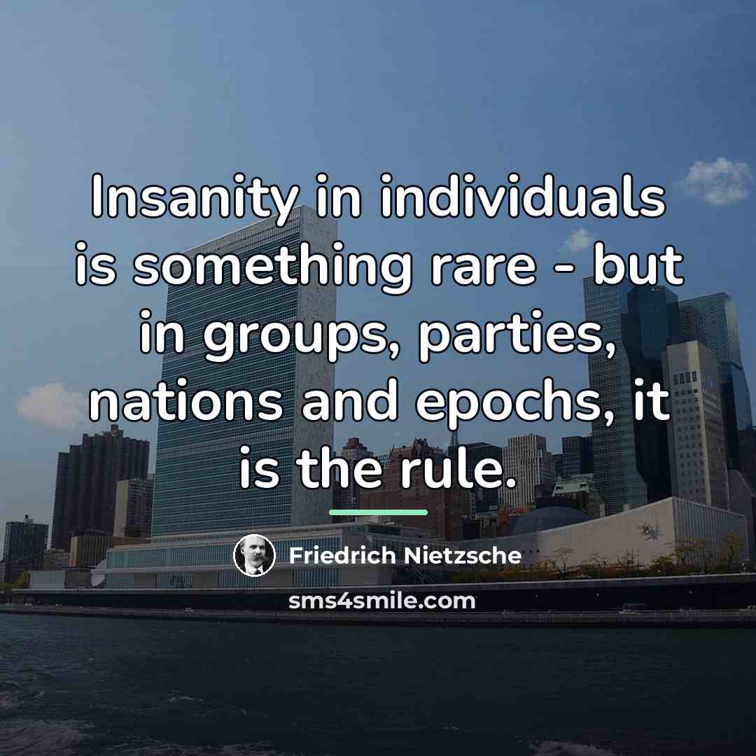 “Insanity in individuals is something rare - but in groups,…” quote by Friedrich Nietzsche