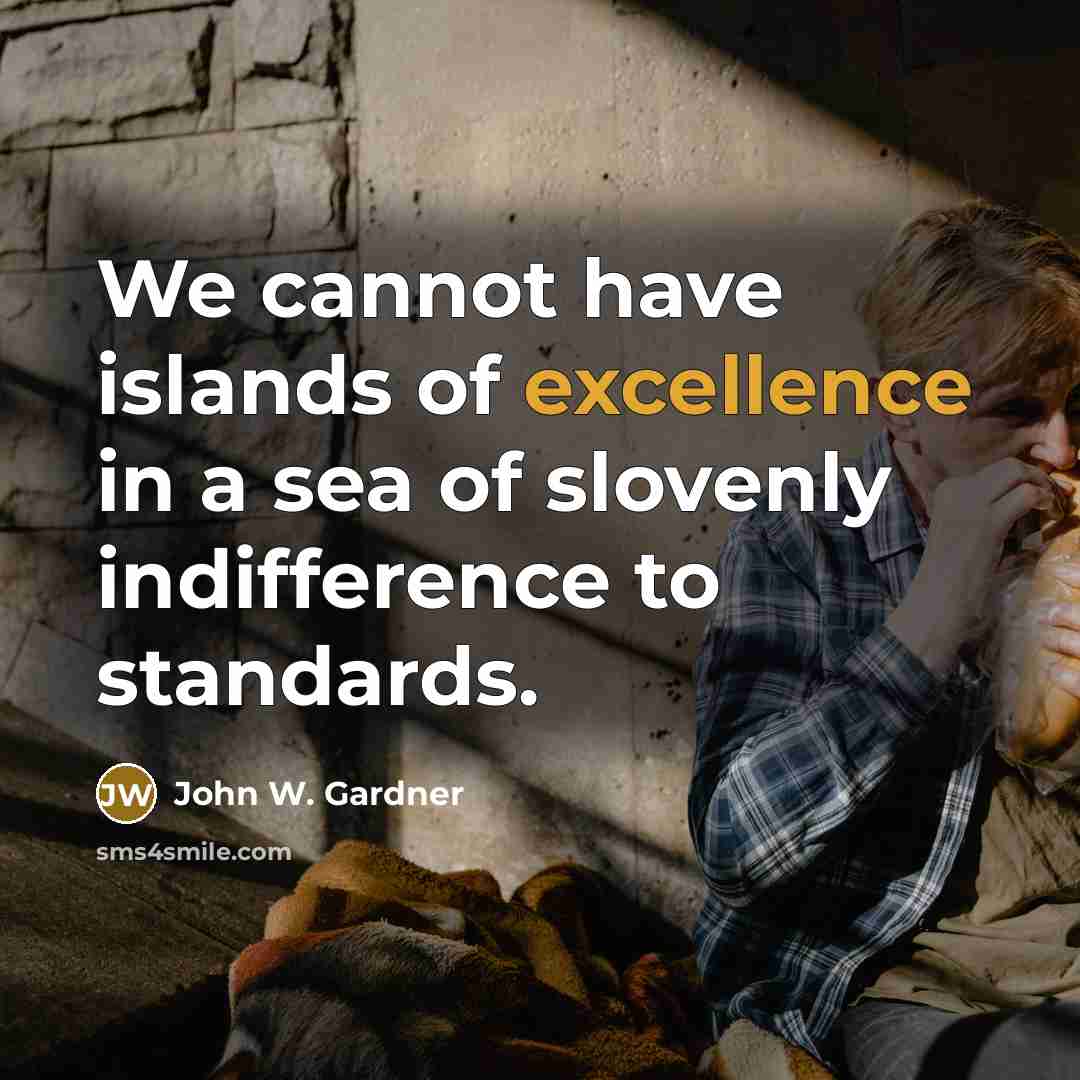 “We cannot have islands of excellence in a sea of…” quote by John W. Gardner