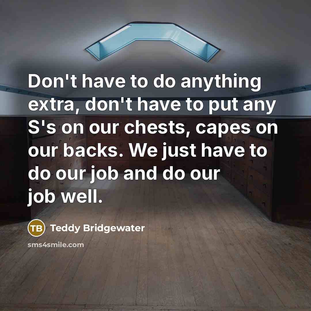 “Don't have to do anything extra, don't have to put…” quote by Teddy Bridgewater