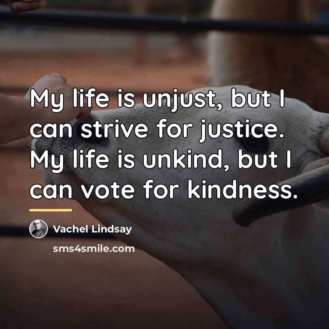 “My life is unjust, but I can strive for justice.…” quote by Vachel Lindsay