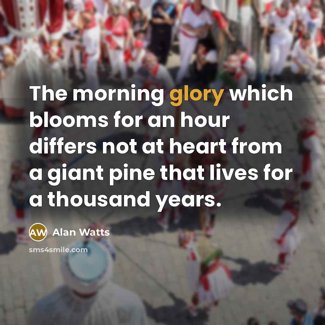 “The morning glory which blooms for an hour differs not…” quote by Alan Watts