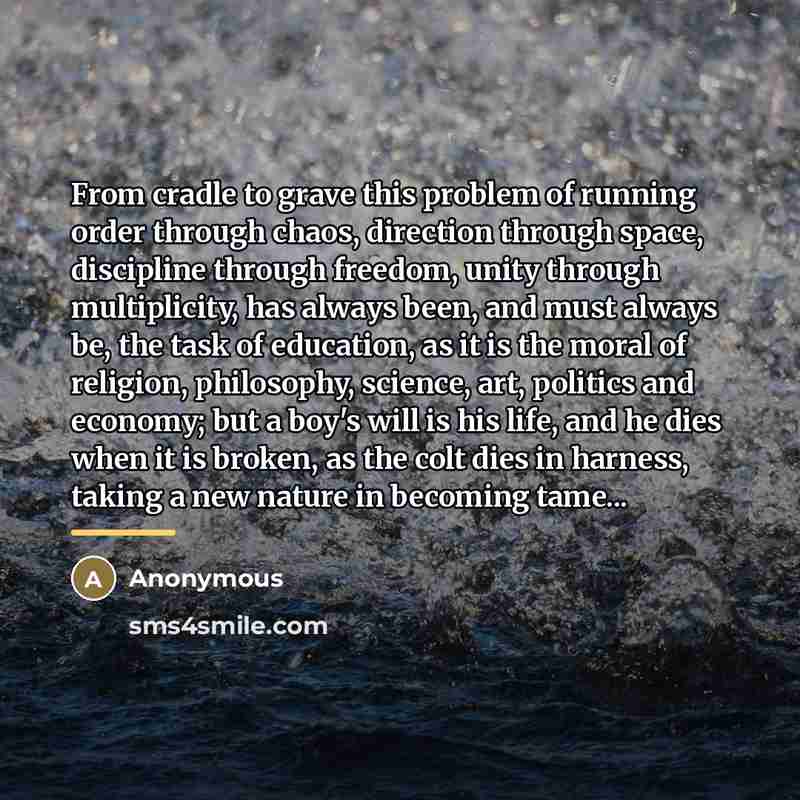 “From cradle to grave this problem of running order through…” quote by Anonymous