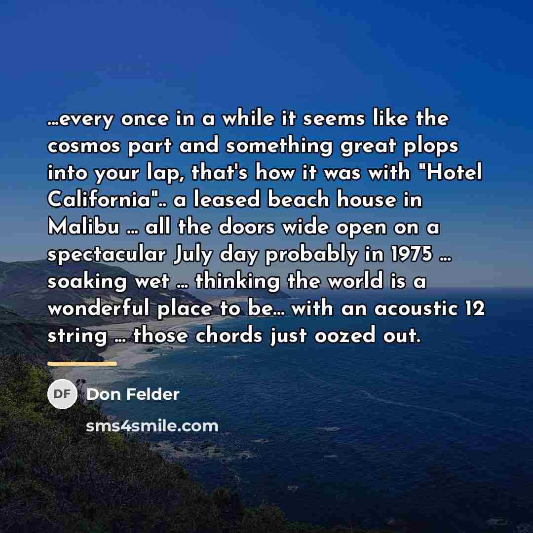 “...every once in a while it seems like the cosmos…” quote by Don Felder