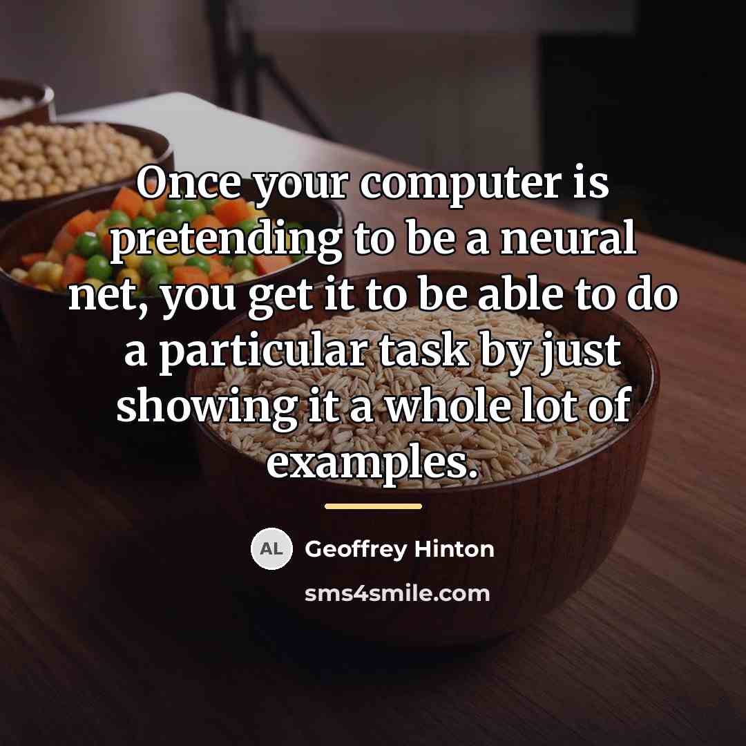 “Once your computer is pretending to be a neural net,…” quote by Geoffrey Hinton