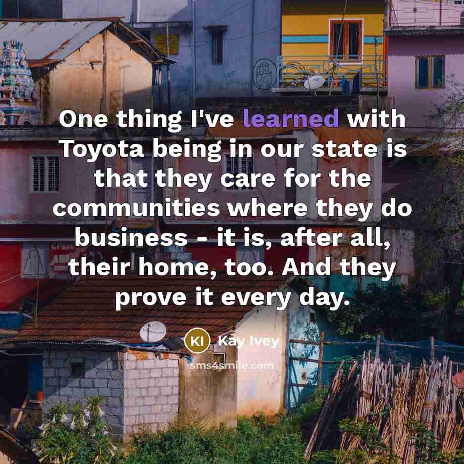 “One thing I've learned with Toyota being in our state…” quote by Kay Ivey