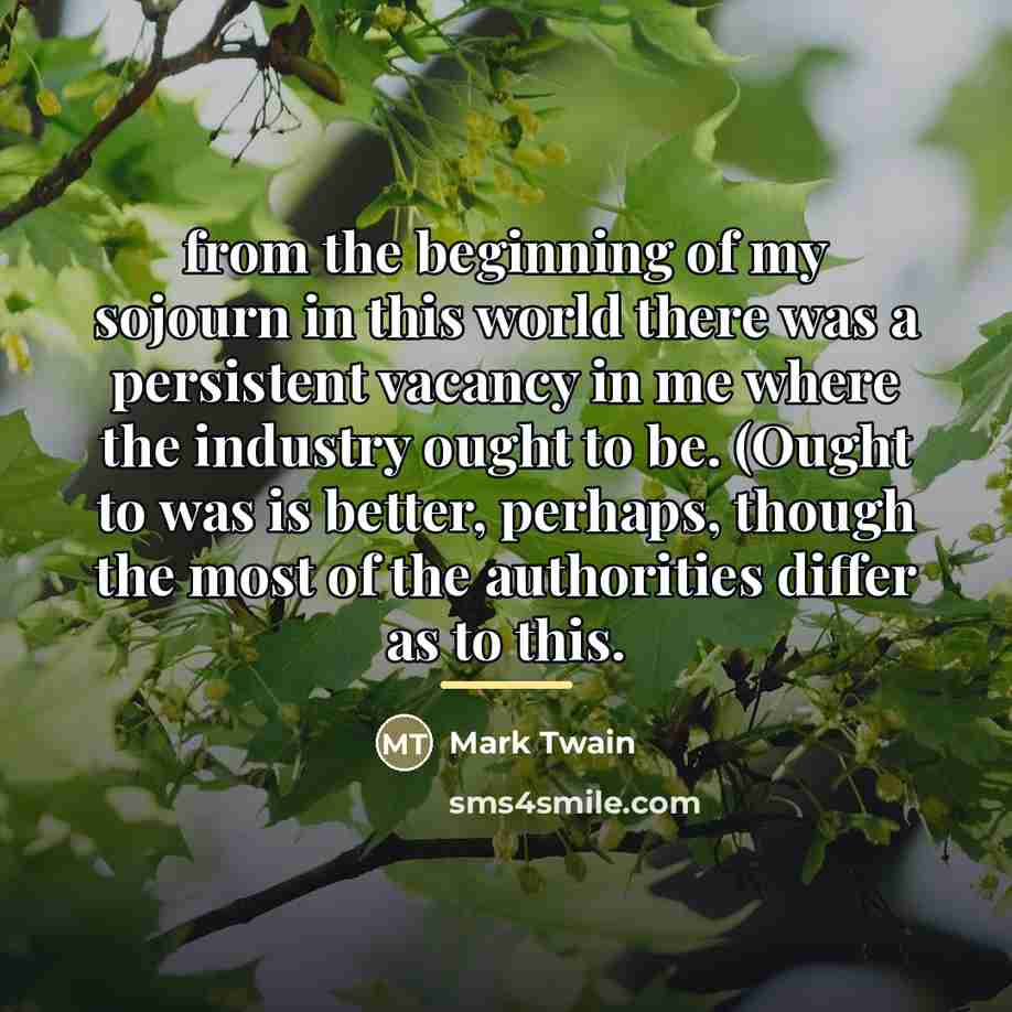 “from the beginning of my sojourn in this world there…” quote by Mark Twain
