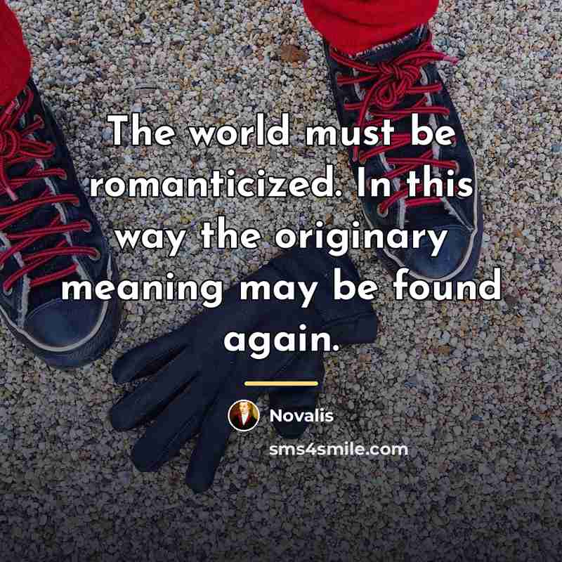 “The world must be romanticized. In this way the originary…” quote by Novalis