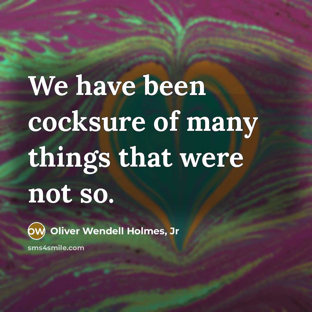 “We have been cocksure of many things that were not…” quote by Oliver Wendell Holmes, Jr