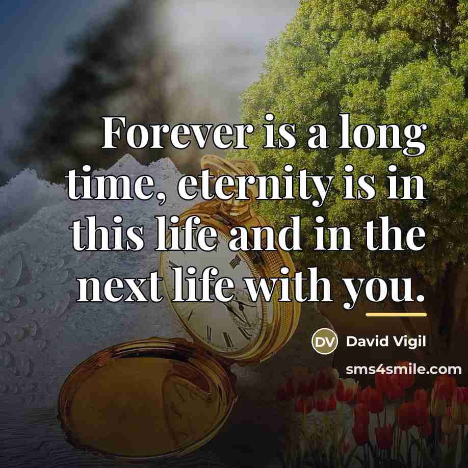 “Forever is a long time, eternity is in this life…” quote by David Vigil