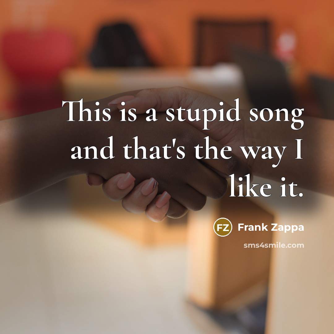 “This is a stupid song and that's the way I…” quote by Frank Zappa