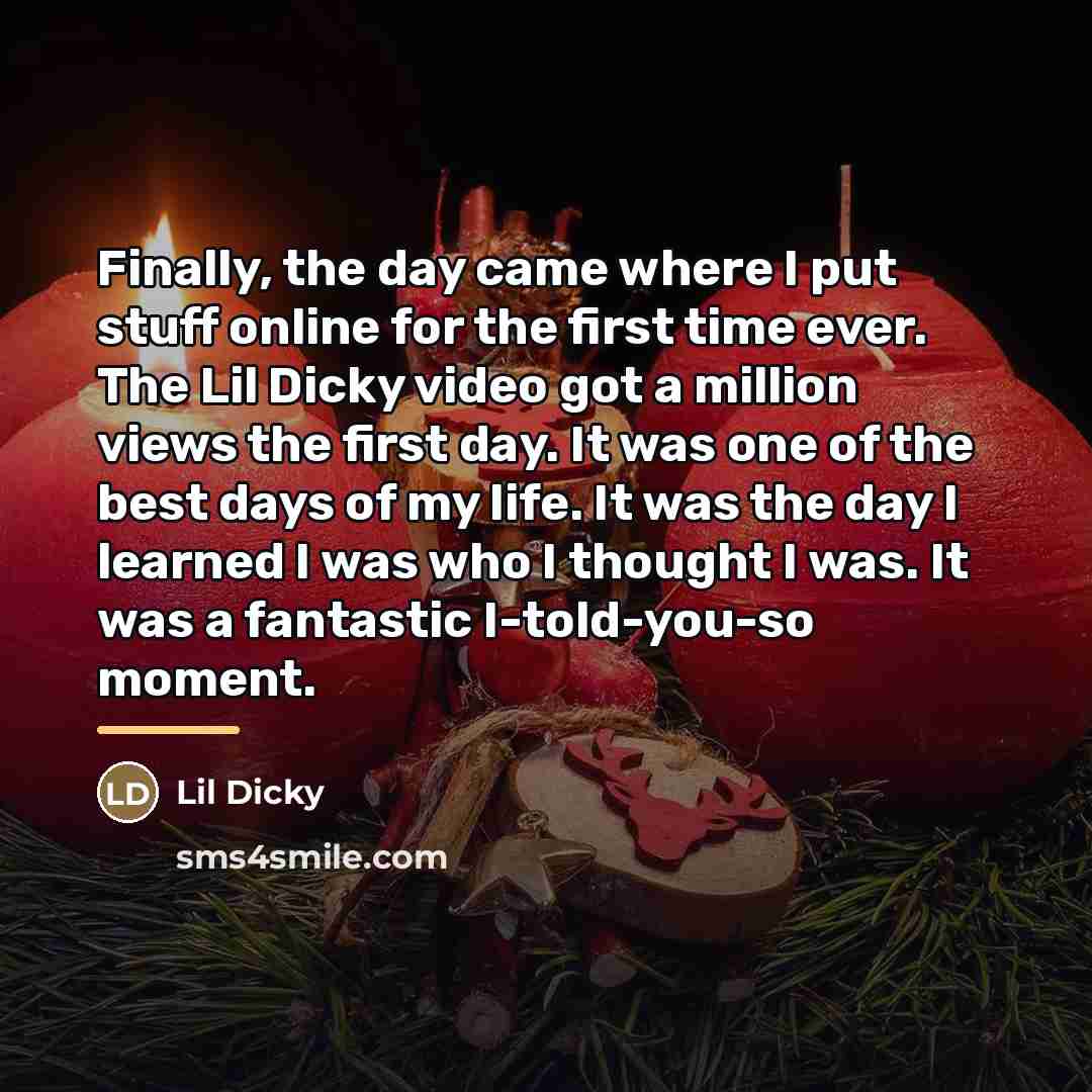 “Finally, the day came where I put stuff online for…” quote by Lil Dicky