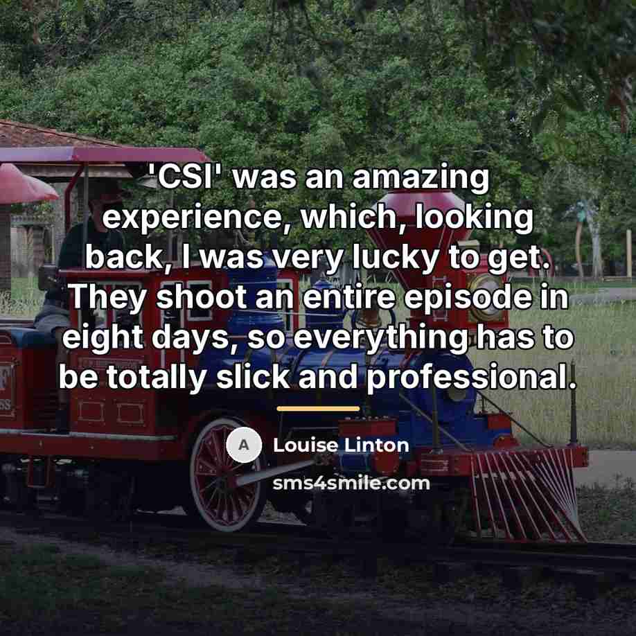 “'CSI' was an amazing experience, which, looking back, I was…” quote by Louise Linton