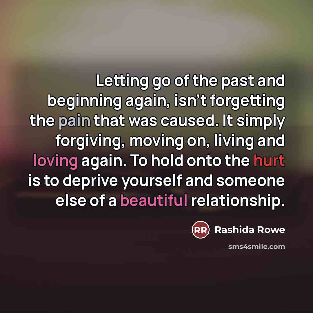 “Letting go of the past and beginning again, isn't forgetting…” quote by Rashida Rowe