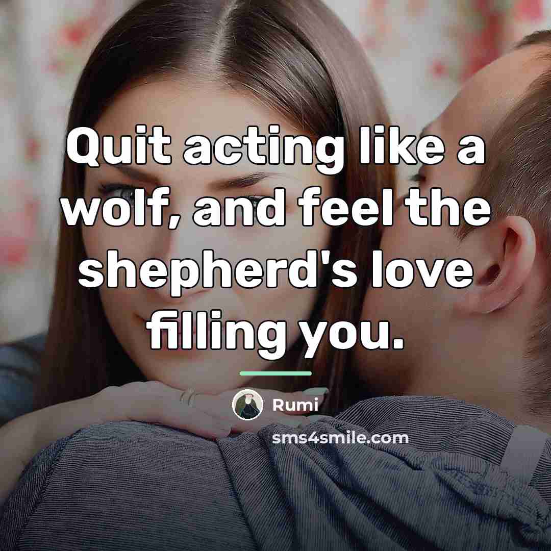 “Quit acting like a wolf, and feel the shepherd's love…” quote by Rumi