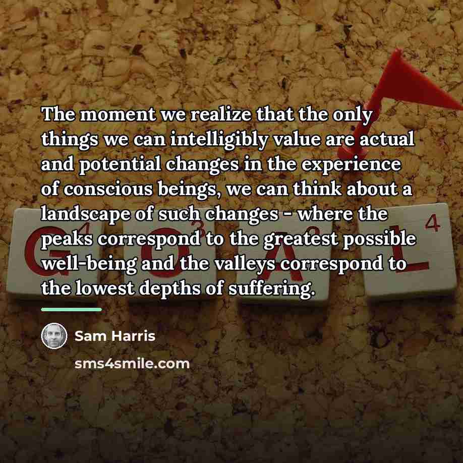 “The moment we realize that the only things we can…” quote by Sam Harris