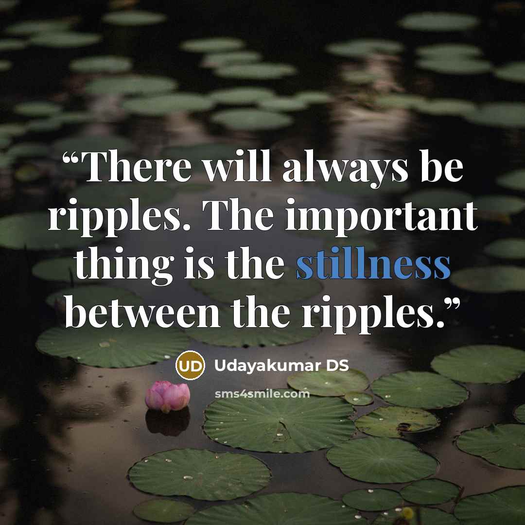 “There will always be ripples. The important thing is the stillness between the ripples.” quote by Udayakumar DS