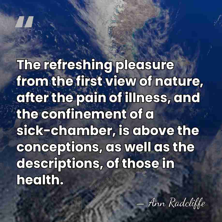 The refreshing pleasure from the first view of nature, after the pain&hellip; - Ann Radcliffe