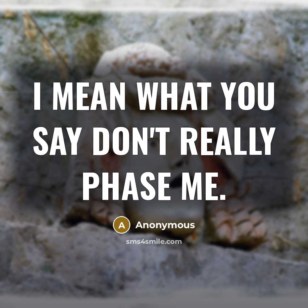 “I mean what you say don't really phase me.” quote by Anonymous