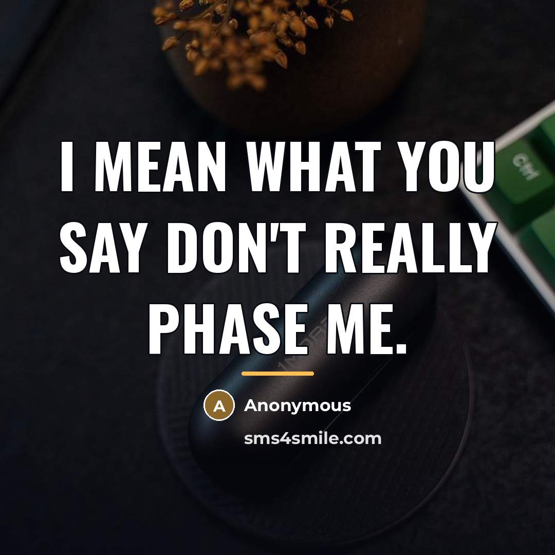 “I mean what you say don't really phase me.…” quote by Anonymous