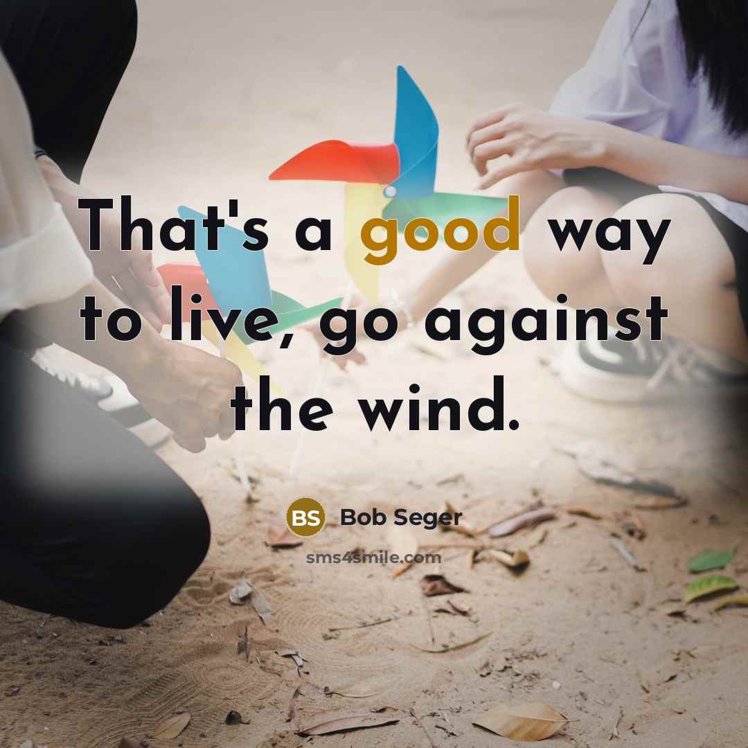 “That's a good way to live, go against the wind.…” quote by Bob Seger