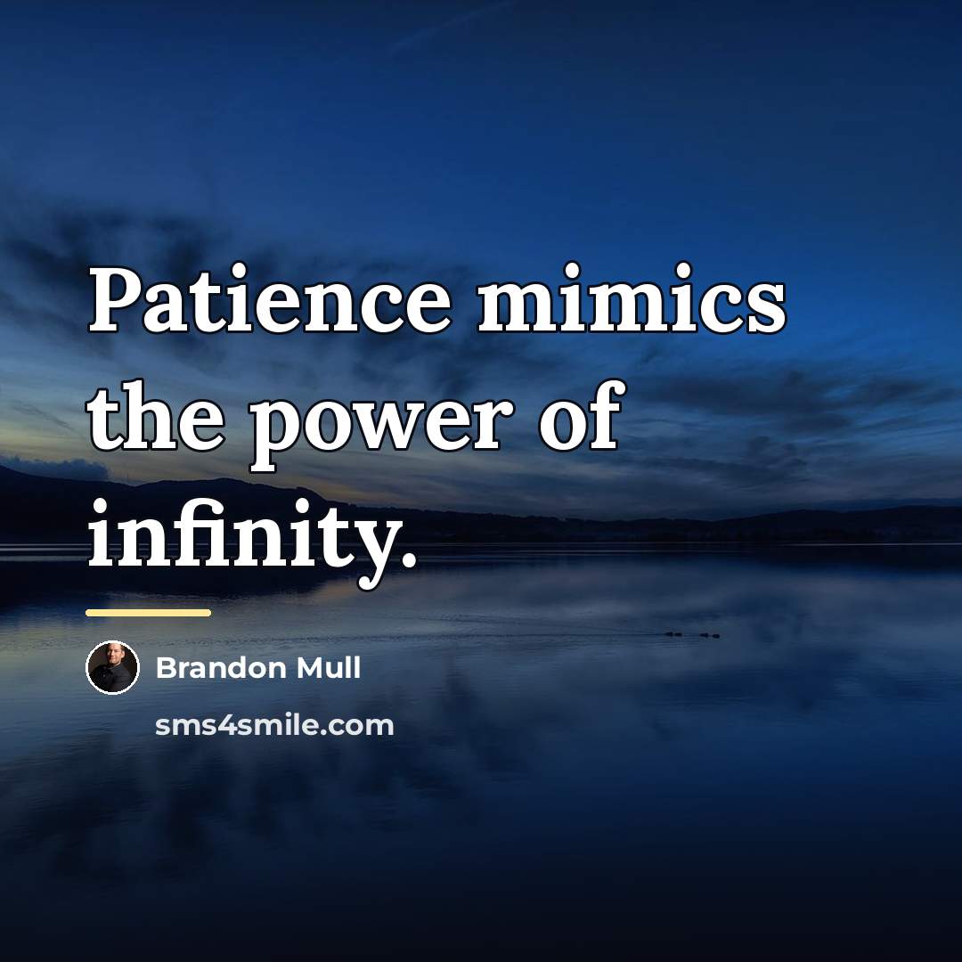 “Patience mimics the power of infinity.…” quote by Brandon Mull