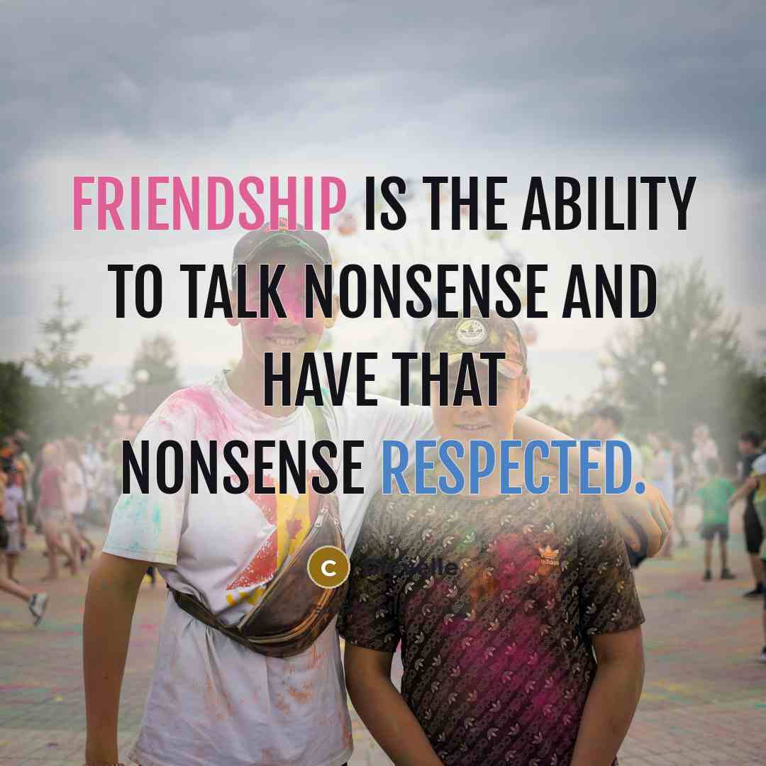 “Friendship is the ability to talk nonsense and have that nonsense respected.” quote by Clevelle